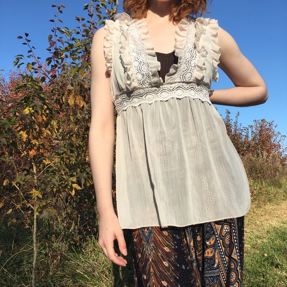 👼 Poetry Lace and Ruffles Sheer Babydoll Top